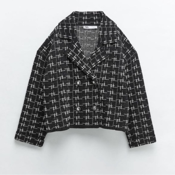 Zara Cropped Sweater jacket with metallic thread and ornate buttons - Picture 2 of 5